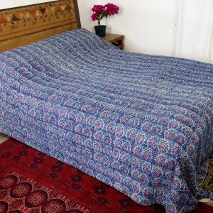 Kantha stitched block print throw no.4