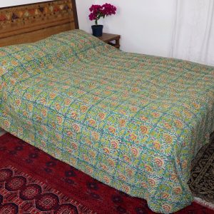 Kantha stitched block print throw no.5