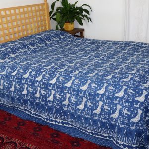 Indigo block print throw no.2