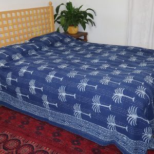 Indigo block print throw no.3