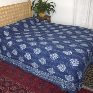 Indigo block print throw no.4