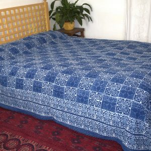 Indigo block print throw no.5