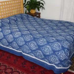 Indigo block print throw no.6