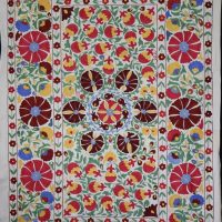 colourful floral embroidery on a white background