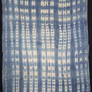 Lovely shades of blue with our selection of African Indigo dyed vintage Mali clothes. Handloomed and tie- resist dyed in Indigo vats with each piece reaching different depths and shades of Indigo blues Versitile pieces which suit being worn as a sarong, scarf or shawl and look striking as wall display, table clothes and picnic clothes. Please note these are vintage items and can have some wear and small repairs ( see pic 3) 160cm x 105cm