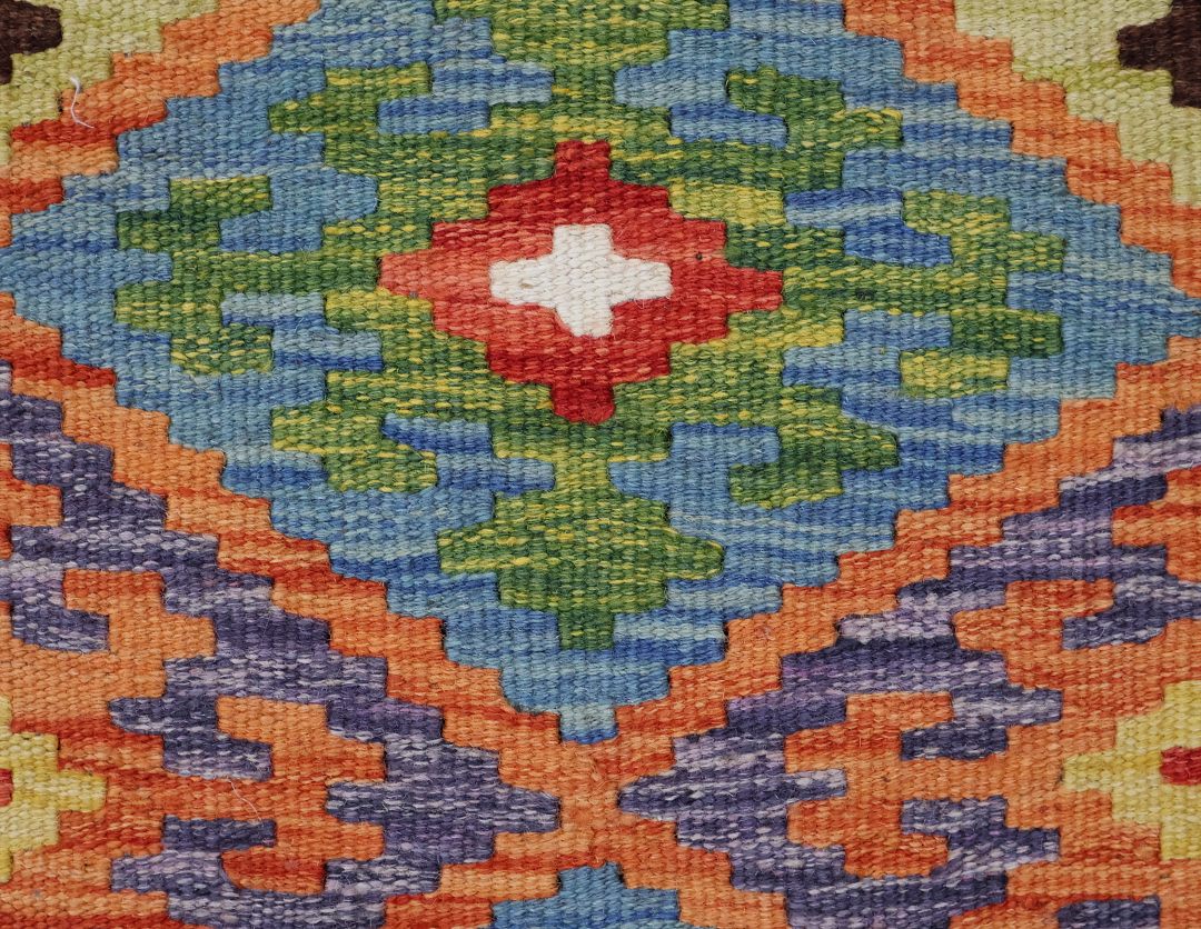 Multicolour Natural‑Dye Kilims • Dyed with pigments from fruits, vegetables, and spices. • Often brighter, with a more contemporary feel. • Typically woven in northern Afghanistan using Ghazni wool.