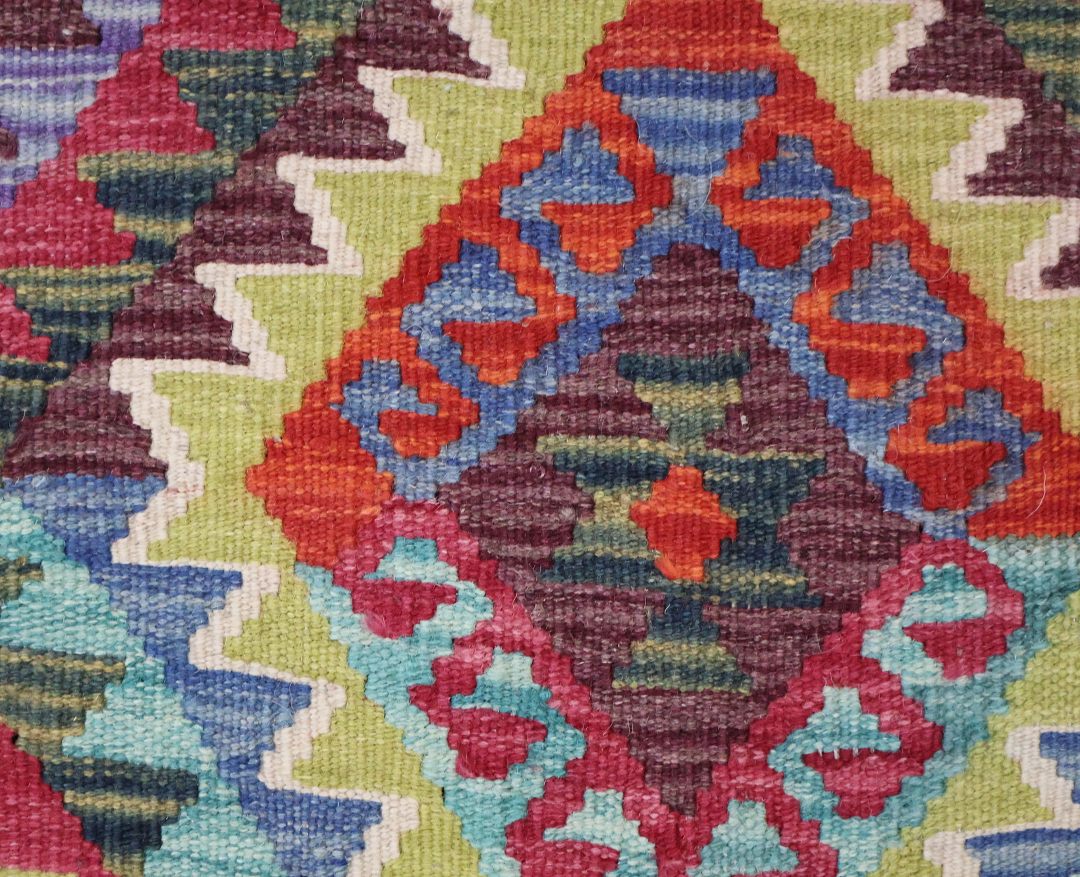 Multicolour Natural‑Dye Kilims • Dyed with pigments from fruits, vegetables, and spices. • Often brighter, with a more contemporary feel. • Typically woven in northern Afghanistan using Ghazni wool.