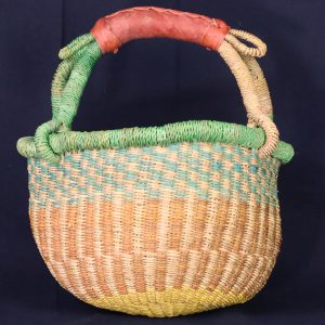 Colourful woven basket with handle