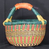 Colourful woven basket with handle