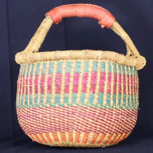 Colourful woven basket with handle
