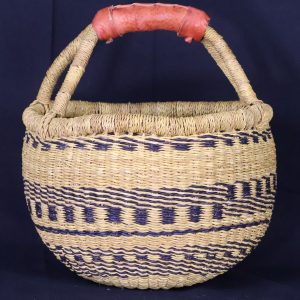 Colourful woven basket with handle