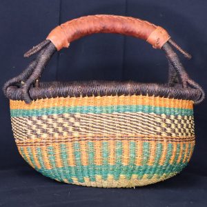 Colourful woven basket with handle