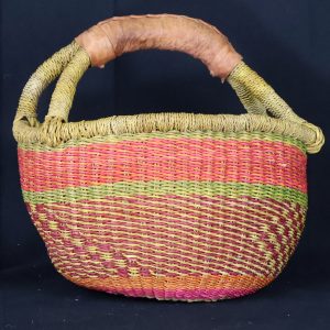 Colourful woven basket with handle