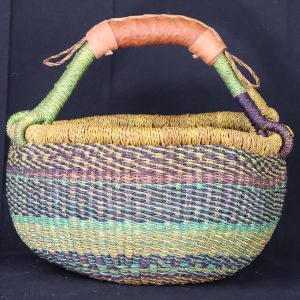 Colourful woven basket with handle