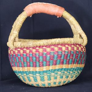 Colourful woven basket with handle