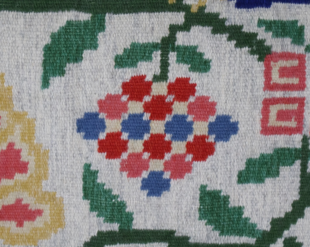 Colourful floral and bird tapestry design