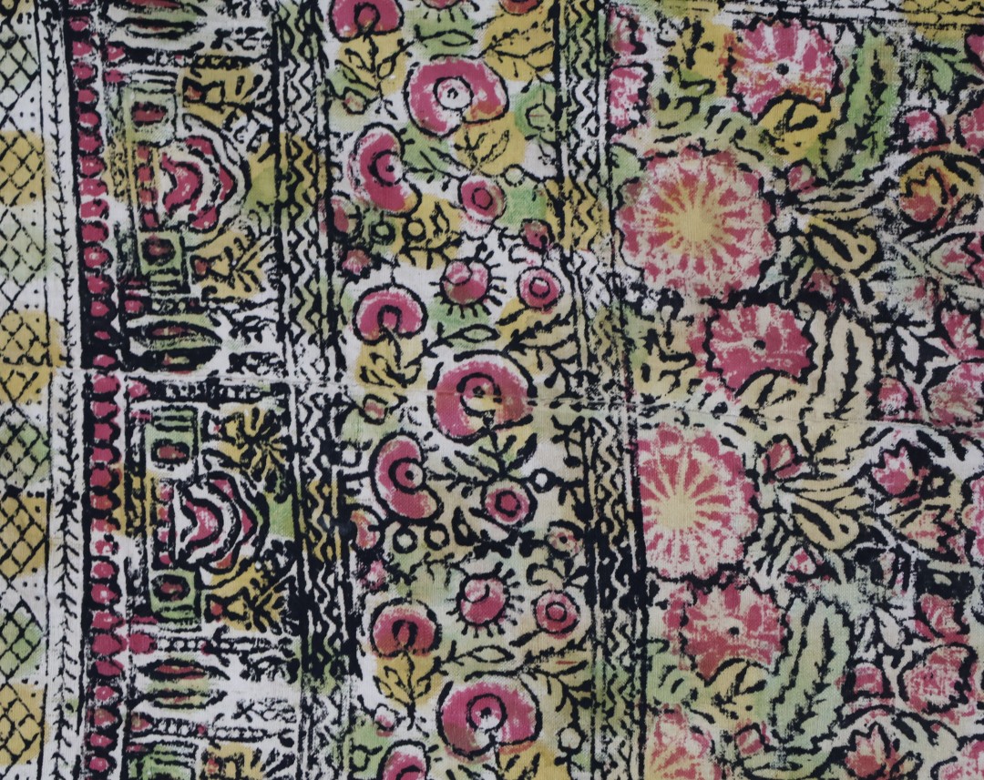 Colourful floral patterned textile design