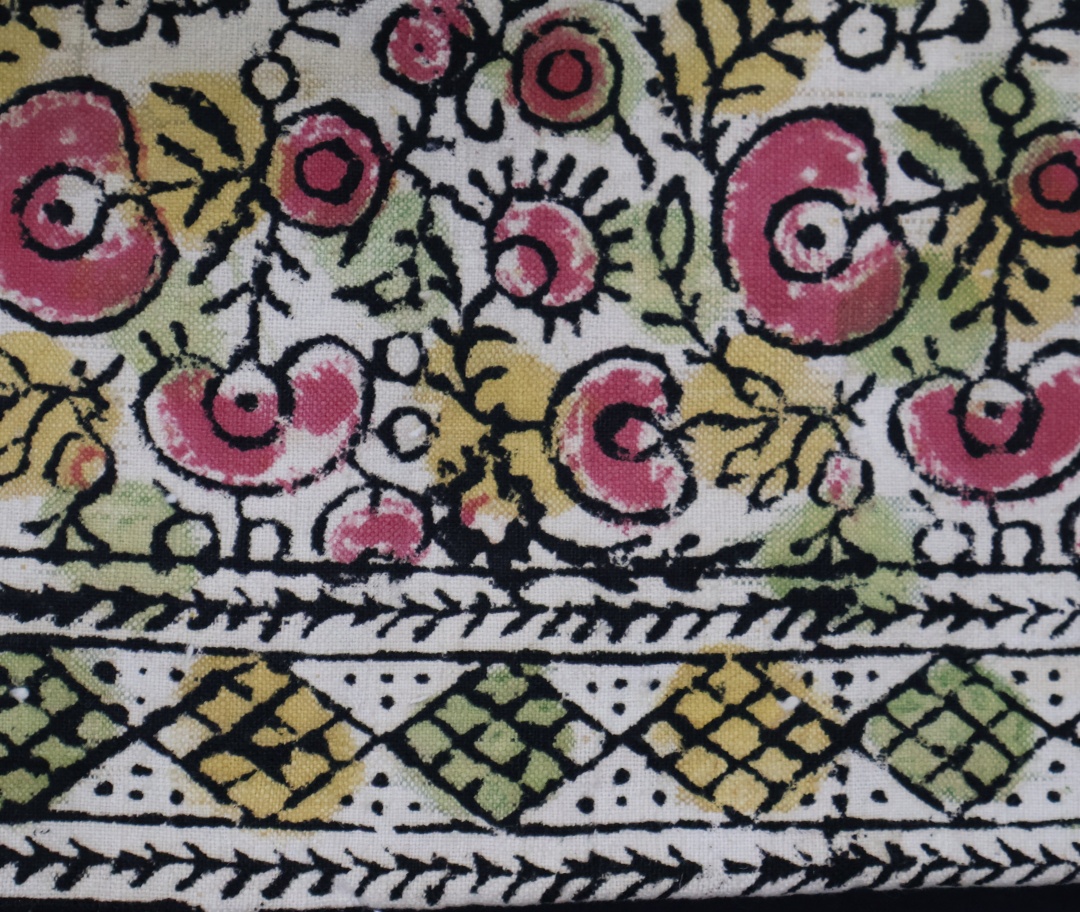 Colourful floral patterned textile design
