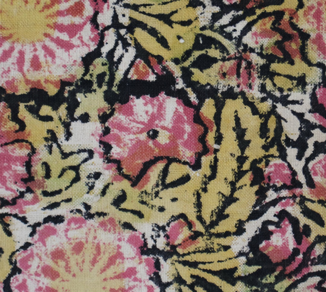 Colourful floral patterned textile design