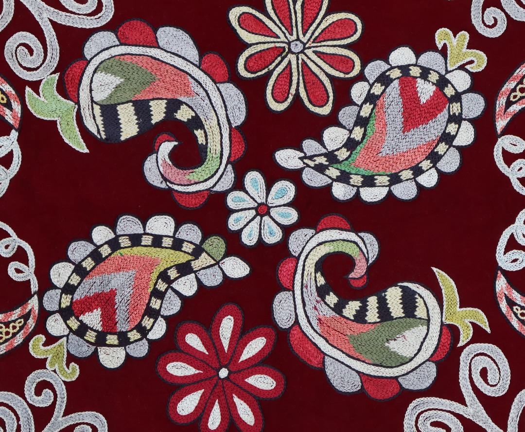 Colourful paisley patterned textile design