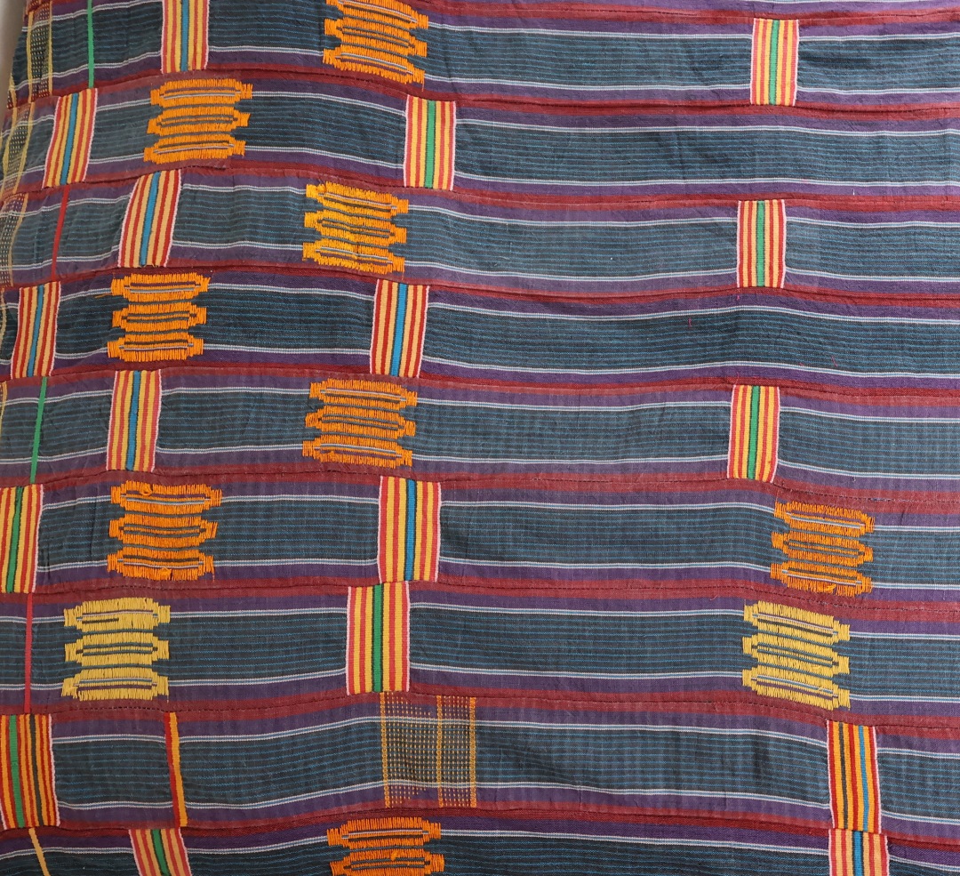 Colourful patterned fabric with stripes