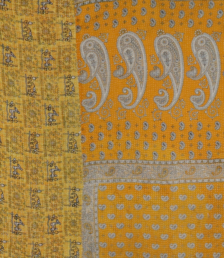 Vibrant yellow patterned textile fabric