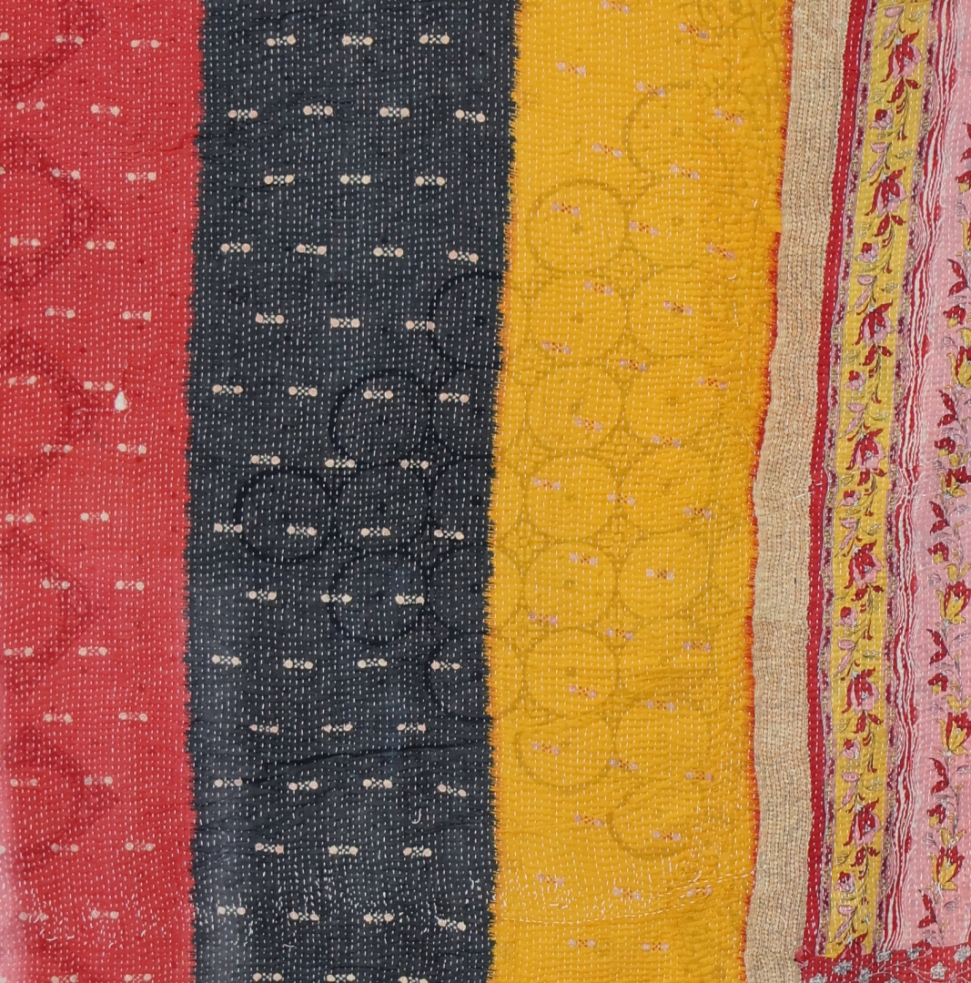Colourful patterned fabric with stripes