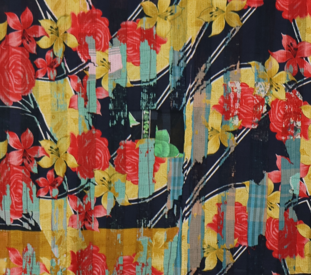 Vibrant floral patterned fabric design