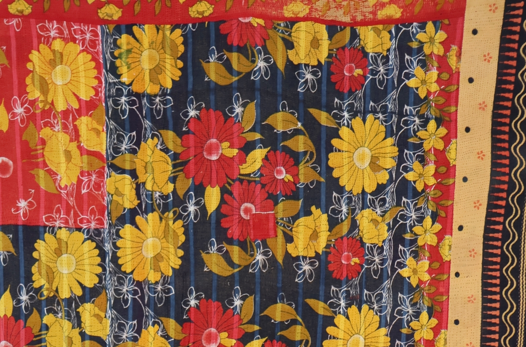 Vibrant floral patterned fabric design