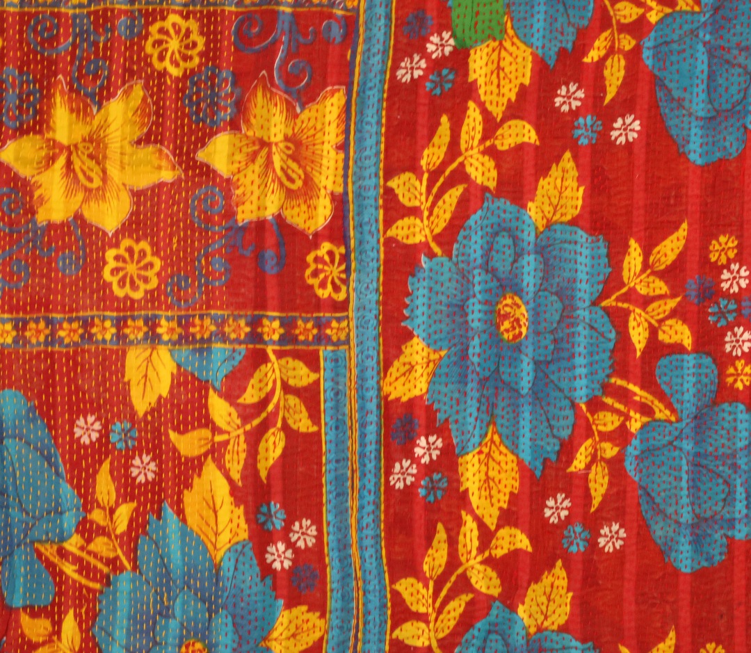 Vibrant floral patterned fabric design