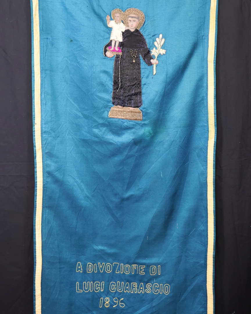 Religious banner featuring St Anthony of Padua