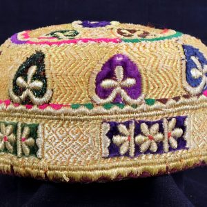 gold tribal hat with embroidery