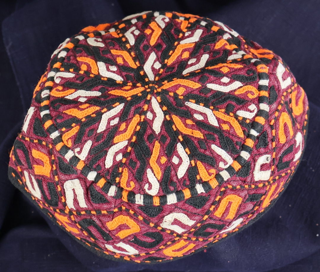 intricately embroidered tribal hat